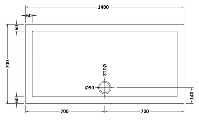 Slip Resistant Rectangular Slimline Shower Tray 1400 x 700mm