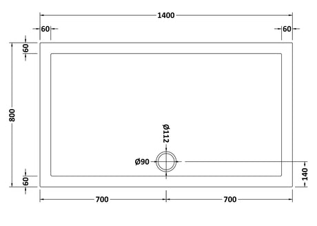 Slip Resistant Rectangular Slimline Shower Tray 1400 x 800mm