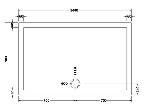 Slip Resistant Rectangular Slimline Shower Tray 1400 x 900mm