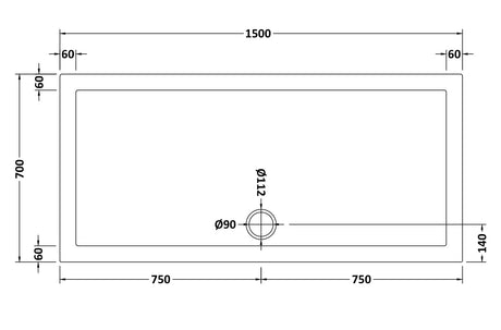 Slip Resistant Rectangular Slimline Shower Tray 1500 x 700mm