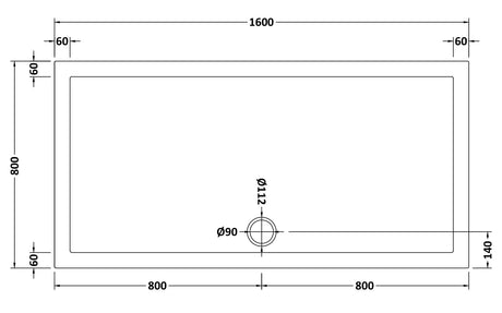 Slip Resistant Rectangular Slimline Shower Tray 1600 x 800mm