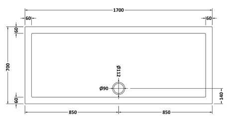 Slip Resistant Rectangular Slimline Shower Tray 1700 x 700mm