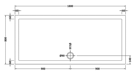 Slip Resistant Rectangular Slimline Shower Tray 1800 x 800mm