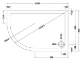 Slip Resistant Offset Quadrant Slimline Shower Tray Left Hand 1200 x 800mm