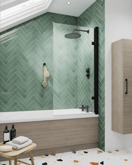 Square 8mm Toughened Safety Glass Hinged Shower Bath Screen