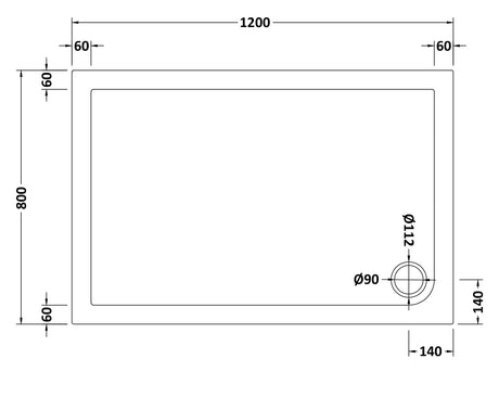 Rectangular Slimline Shower Tray 1200 x 800mm