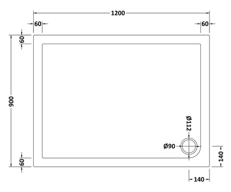 Rectangular Slimline Shower Tray 1200 x 900mm