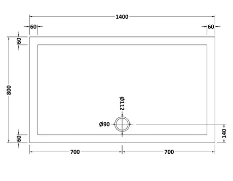Rectangular Slimline Shower Tray 1400 x 800mm