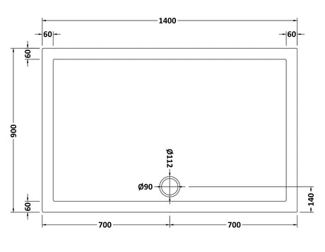 Rectangular Slimline Shower Tray 1400 x 900mm