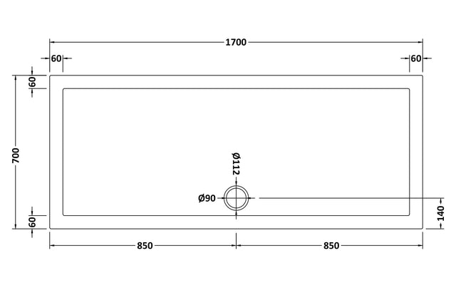 Rectangular Slimline Shower Tray 1700 x 700mm