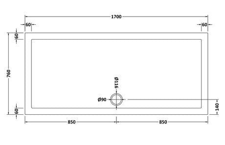 Rectangular Slimline Shower Tray 1700 x 760mm