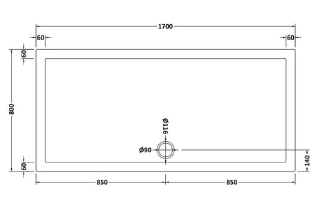 Rectangular Slimline Shower Tray 1700 x 800mm
