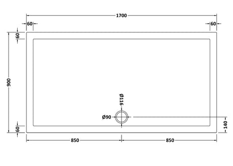 Rectangular Slimline Shower Tray 1700 x 900mm