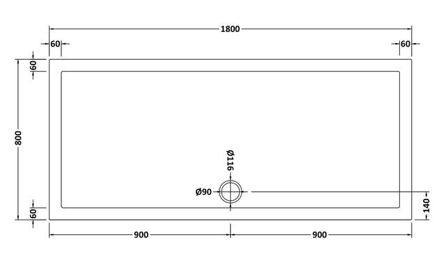 Rectangular Slimline Shower Tray 1800 x 800mm
