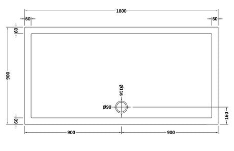 Rectangular Slimline Shower Tray 1800 x 900mm