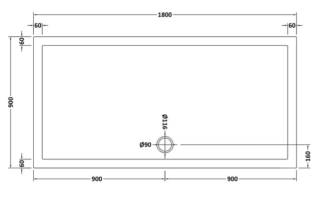 Rectangular Slimline Shower Tray 1800 x 900mm