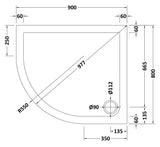 Offset Quadrant Slimline Shower Tray Left Hand 900 x 800mm