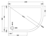 Offset Quadrant Slimline Shower Tray Right Hand 1200 x 900mm