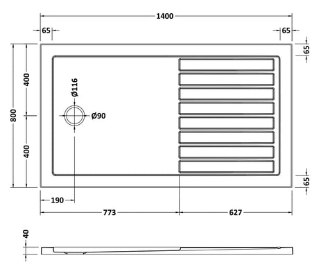 Rectangular Walk-In Slimline Shower Tray 1400 x 800mm