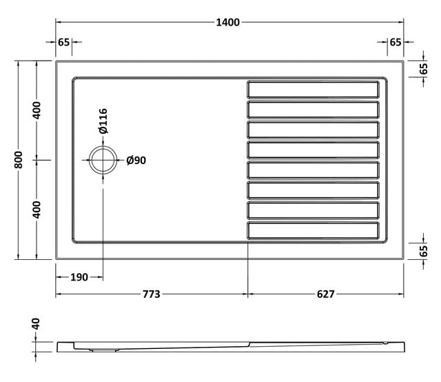 Rectangular Walk-In Slimline Shower Tray 1400 x 800mm