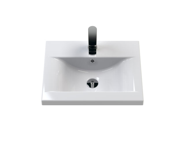 Hudson Reed Fluted 500mm Soft Black Wall Hung 2-Drawer Vanity Unit With Basin