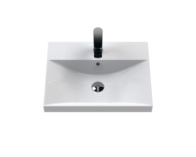 Hudson Reed Fluted 500mm Wall Hung Satin Grey 2-Drawer Vanity Unit with Thin-Edge Basin