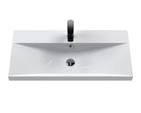 Hudson Reed Fluted 800mm Satin Blue Wall Hung 2-Drawer Vanity With Ceramic Basin