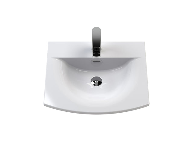 Hudson Reed Juno 510mm Graphite Grey Woodgrain Floor Standing 2-Door Vanity Unit with 1 Tap Hole Basin