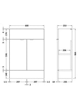 Fusion Fitted Floor Standing 2 Door Vanity Unit Compact 600mm