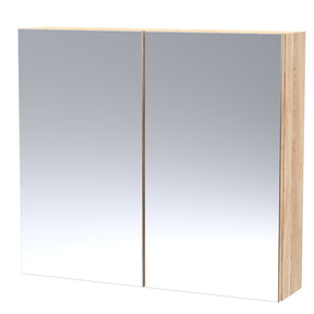 Hudson Reed Fusion 800mm 2 Door Bleached Oak Wall Hung 50/50 Mirror Cabinet