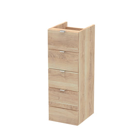Hudson Reed Fusion 300mm 4 Drawer Bleached Oak Floor Standing Cabinet With Handles