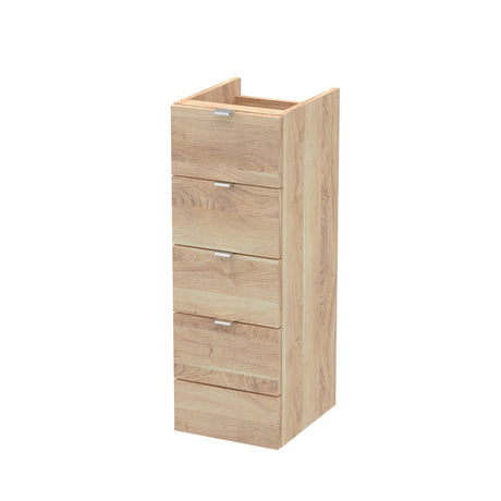 Hudson Reed Fusion 300mm 4 Drawer Bleached Oak Floor Standing Cabinet With Handles