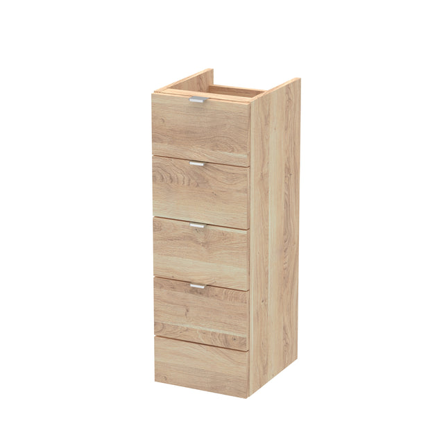 Hudson Reed Fusion 300mm 4 Drawer Bleached Oak Floor Standing Cabinet With Handles