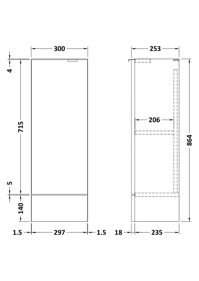 Hudson Reed Fusion 300mm 1 Door Bleached Oak Compact Floor Standing Base Unit With Handles