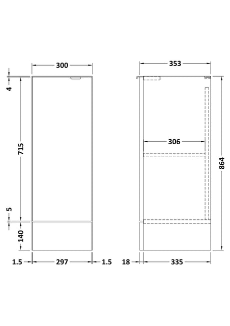 Hudson Reed Fusion 300mm 1 Door Bleached Oak Floor Standing Base Unit With Handles