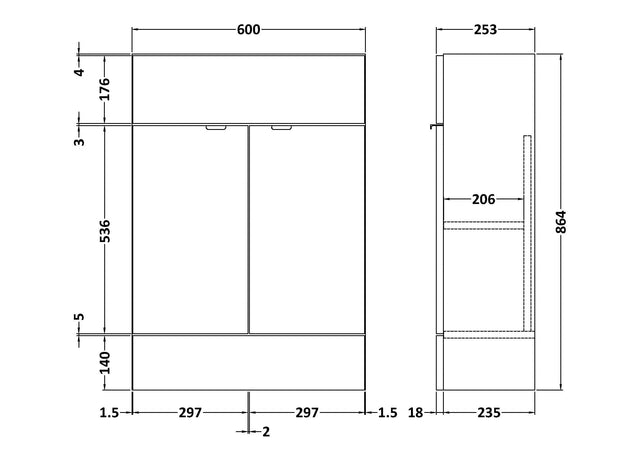 Fusion 600mm Vanity Unit Compact