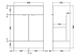 Fusion Fitted Floor Standing 2 Door Vanity Unit 600mm