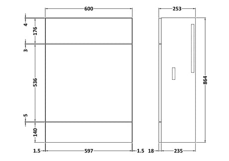 Fusion Fitted Floor Standing WC Unit Compact 600mm