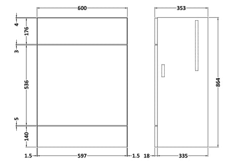 Fusion Fitted Floor Standing WC Unit 600mm