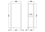 Hudson Reed Fusion 300mm 1 Door Graphite Grey Woodgrain Wall Hung Cabinet With Handles