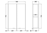 Hudson Reed Fusion 500mm 2 Door Graphite Grey Woodgrain Wall Hung Cabinet With Handles
