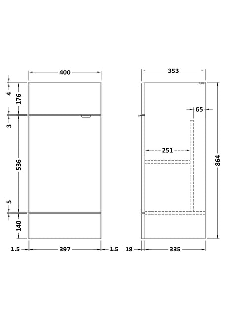 Fusion Fitted Floor Standing 1 Door Vanity Unit 400mm