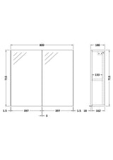 Fusion Fitted Wall Hung 2 Door Mirror Unit (50/50) 800mm