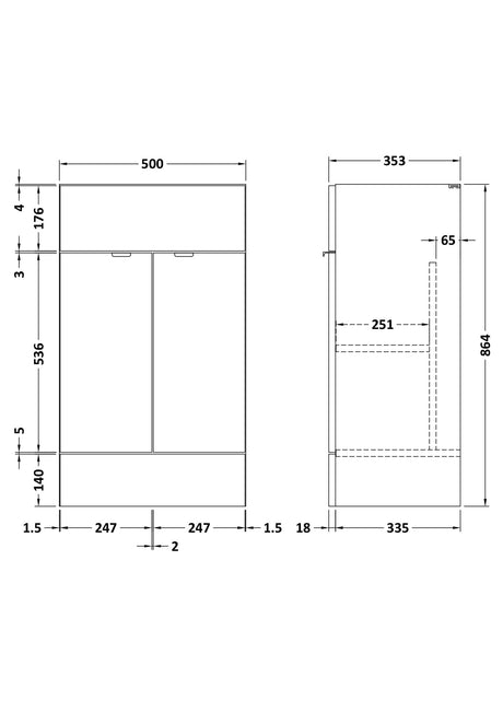 Fusion Fitted Floor Standing 2 Door Vanity Unit 500mm