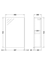 Fusion Fitted Wall Hung 1 Door Mirror Cabinet 450mm