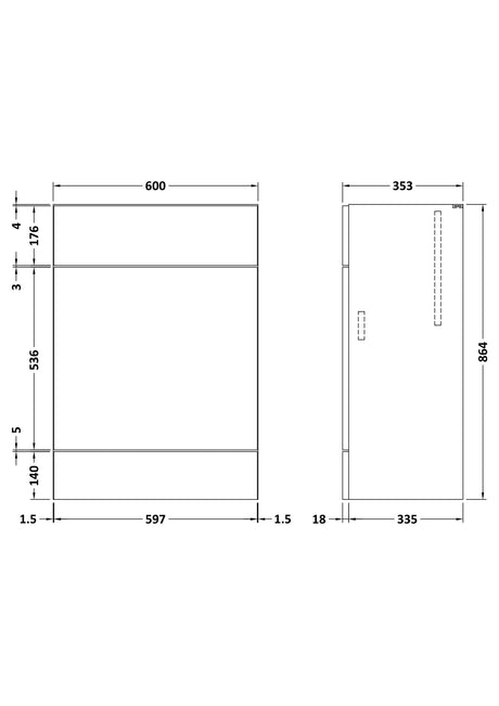 Fusion Fitted Floor Standing WC Unit 600mm