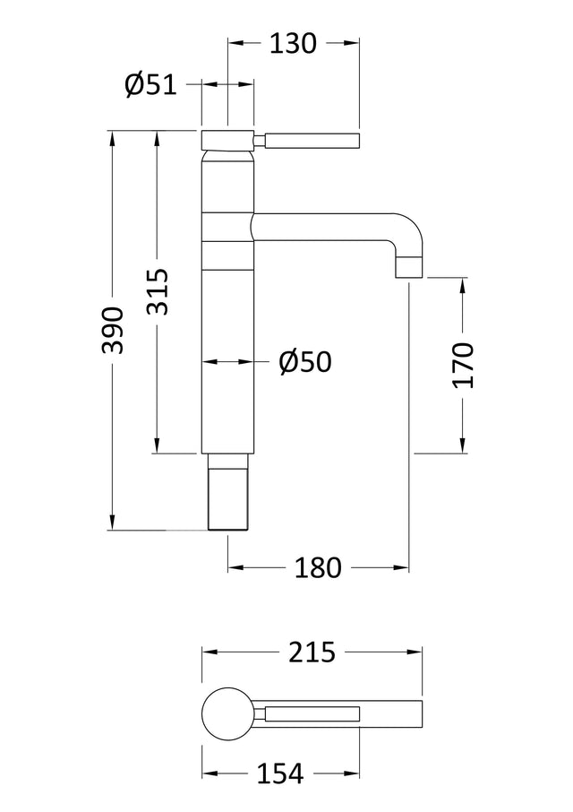 Tec Single Lever High Rise Mixer