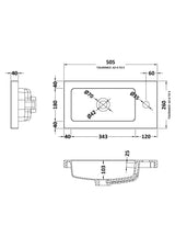 Fusion Fitted Square Compact 1 Tap Hole Polymarble Basin 500mm