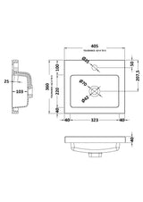 Fusion Fitted Square full-depth 1 Tap Hole Polymarble Basin 400mm