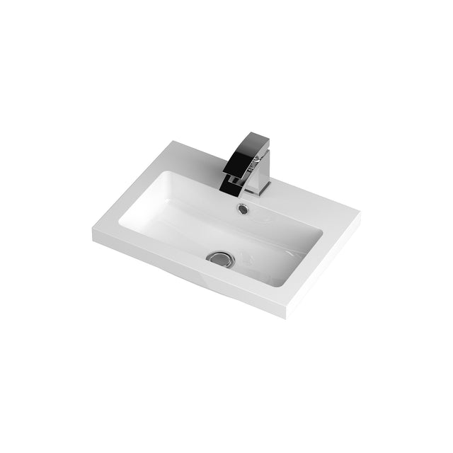 Hudson Reed Fusion 500mm Anthracite Woodgrain Floor Standing 2 Door Vanity Unit with Polymarble Basin